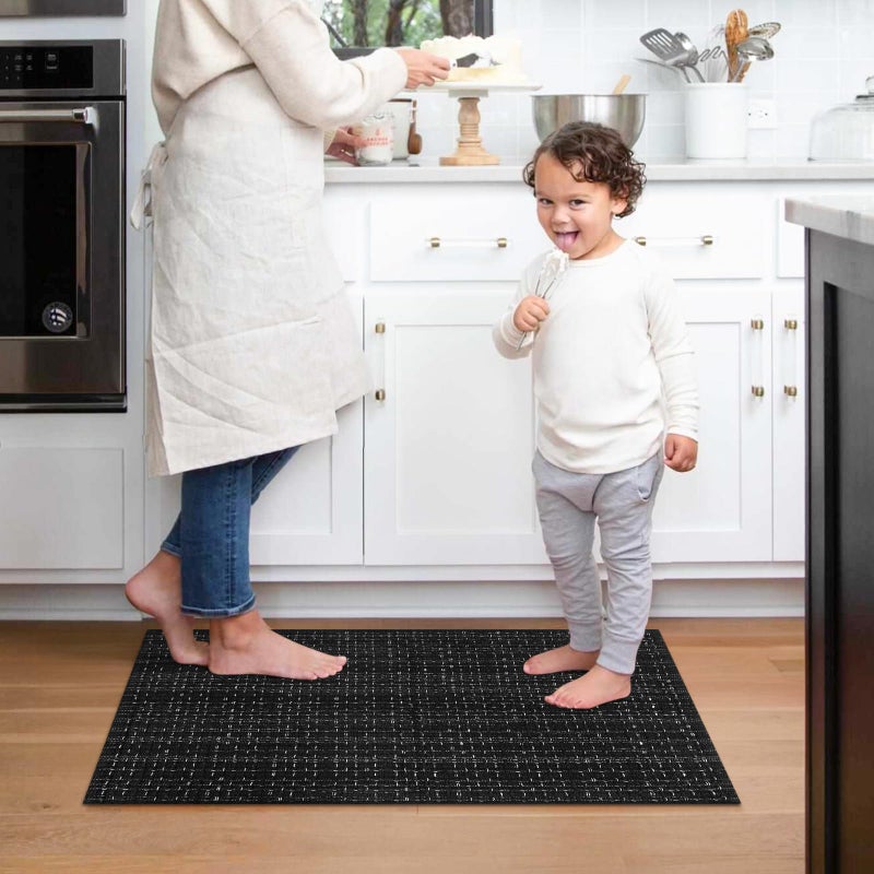 Seavish Black Kitchen Rug, Small Bathroom Rugs, 2'x3' Black and White Striped Rug Throw Rugs Washable Boho Porch Decor Indoor Outdoor Welcome Door Mat for Entryway Front Porch - Image 5